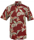 Tiare Garden Mens Hawaiian Aloha Shirt in Red