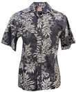 Mini Tahitian Reversed Print Mens Hawaiian Aloha Shirt in Navy & White