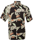 Tiare Garden Mens Hawaiian Aloha Shirt in Black