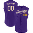 Custom Purple Cream-Gold  Sleeveless Baseball Jersey