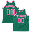Custom Kelly Green Pink-White  Throwback Basketball Jersey