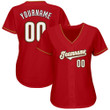 Custom Red White-Old Gold Authentic Baseball Jersey