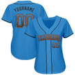 Custom Powder Blue Black-Orange  Drift Fashion Baseball Jersey