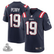 Men's Malcolm Perry Navy New England Patriots Game Player Jersey