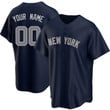 Customized Yankees Jersey, Custom Youth New York Yankees Alternate Jersey - Navy Replica