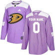 Men's Anaheim Ducks Custom   ized Fights Cancer Practice Jersey - Purple