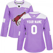 Women's Arizona Coyotes Custom Purple Fights Cancer Practice Jersey -