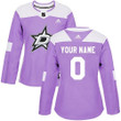 Custom Dallas Stars Women's Fights Cancer Practice Jersey - Purple