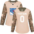 Women's New York Rangers Custom Camo Veterans Day Practice Official Jersey