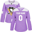 Women's Pittsburgh Penguins Custom ized Fights Cancer Practice Jersey - Purple