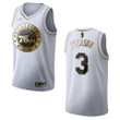 Men's   Philadelphia 76ers #3 Allen Iverson Golden Edition Jersey - White , Basketball Jersey