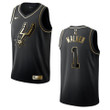 Men's   San Antonio Spurs #1 Lonnie Walker Golden Edition Jersey - Black , Basketball Jersey