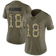 Women's   Indianapolis Colts #18 Peyton Manning Olive Camo Stitched NFL Limited 2017 Salute to Service Jersey