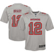 Youth's Tom Brady Tampa Bay Buccaneers Atmosphere Fashion Game Jersey - Gray