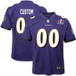 Custom Baltimore Ravens Super Bowl LVIII Team Game Limited Jersey for Youth – Black – Replica