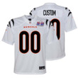 Custom Away White Bengals Super Bowl LVIII Limited Jersey for Youth – Replica