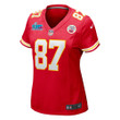 Travis Kelce Kansas City Chiefs Women's Super Bowl LVII Patch Game Jersey - Red