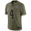 Dak Prescott Dallas Cowboys Youth 2022 Salute To Service Player Limited Jersey - Olive