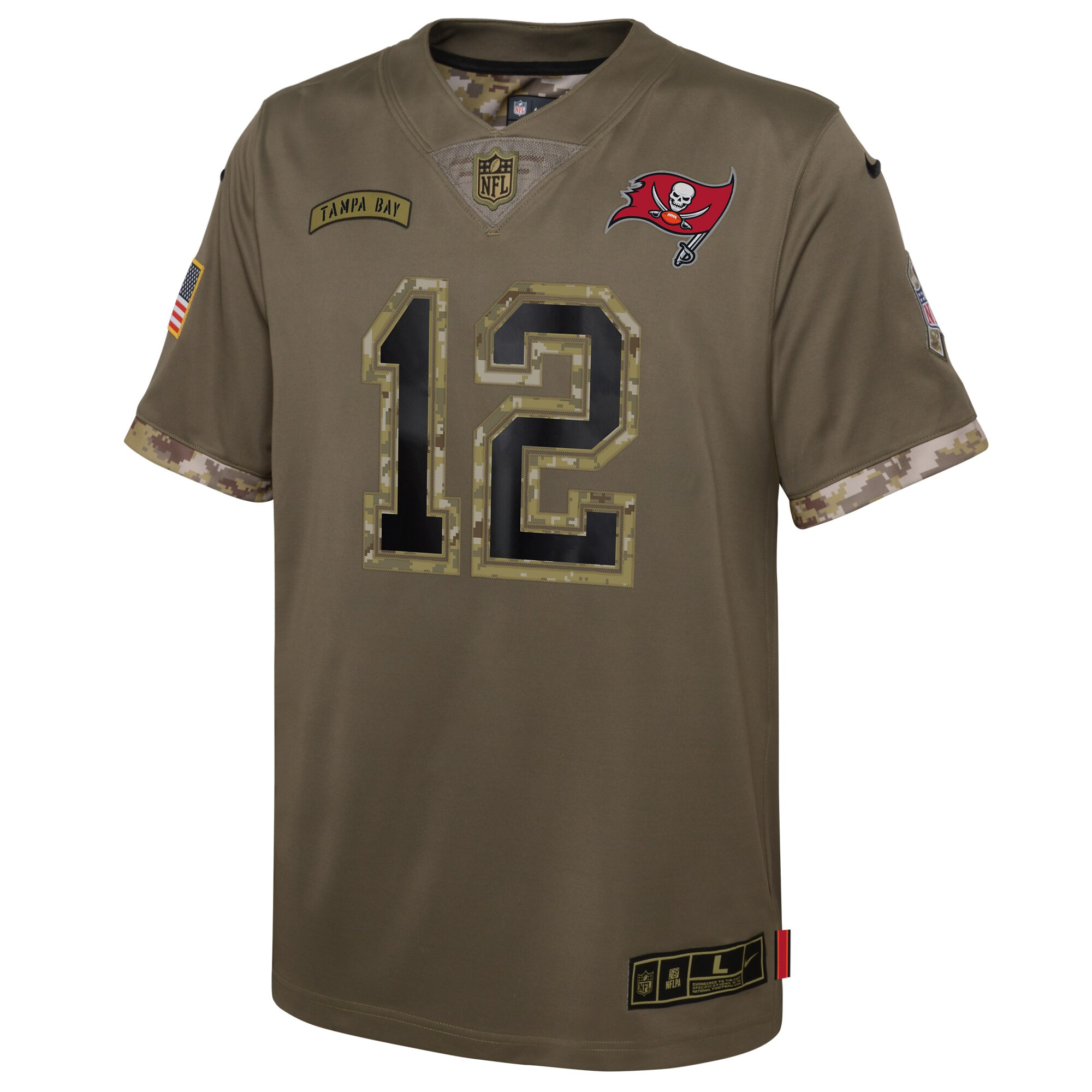 Tom Brady Tampa Bay Buccaneers Youth 2022 Salute To Service Player Limited Jersey - Olive