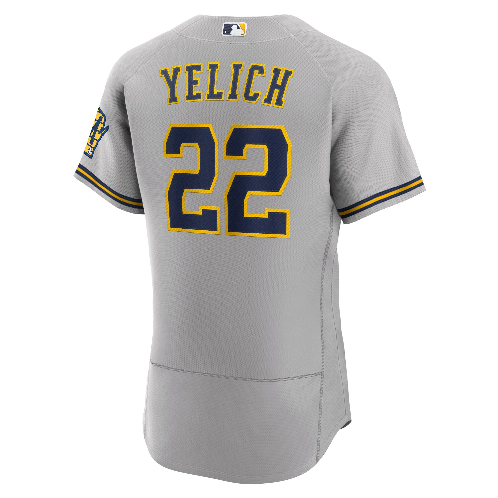 Men's Christian Yelich Milwaukee Brewers Road Authentic Player Logo Jersey - Gray