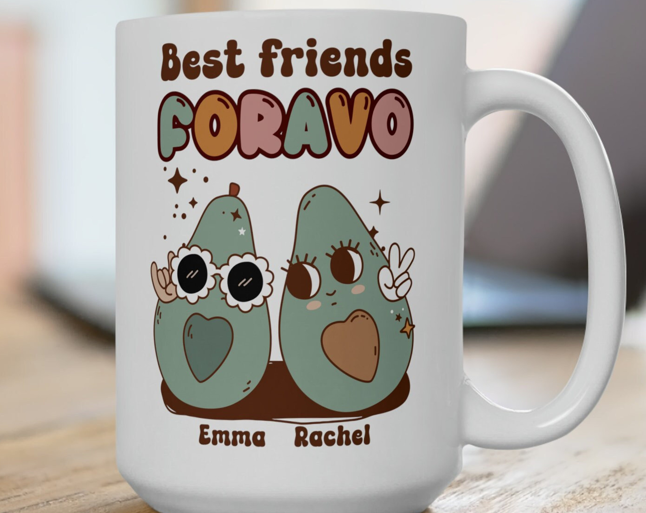 Custom Best Friend Mug, Bestie Personalized Mug, Avocado Lover, Best Friends Mug, Friend Mug, Friend Birthday present, Christmas Gift Mug