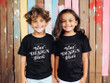 Bella Canvas 3001Y Kids Black Matching Tshirts mockup kids siblings t-shirts mock up kids happy bday tee shirts cute brother sister shirts