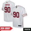 Jalen Carter No 90 Youth's White Arizona Cardinals 2024 Game Jersey