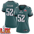 Davion Taylor No 52 Woman Super Bowl LIX Philadelphia Eagles Home Game 2025 Jersey- Replica