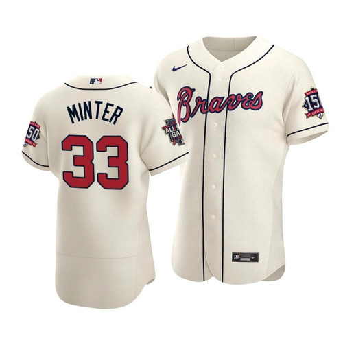Atlanta Braves A.J. Minter #33 2021 MLB All-Star Game Patch AlternateCream Jersey