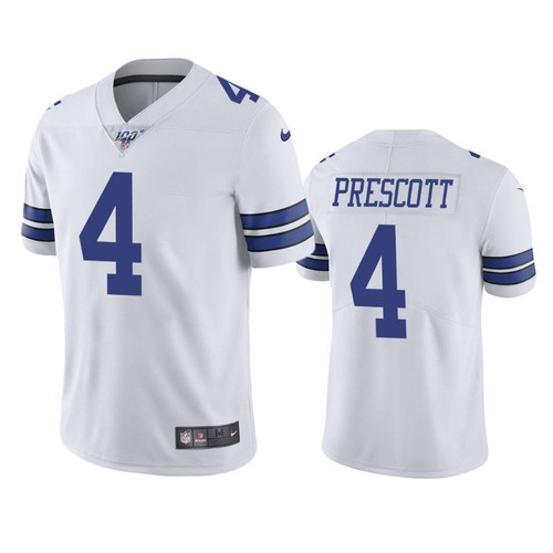 Dallas Cowboys Dak Prescott White 100th Season Vapor Limited Jersey