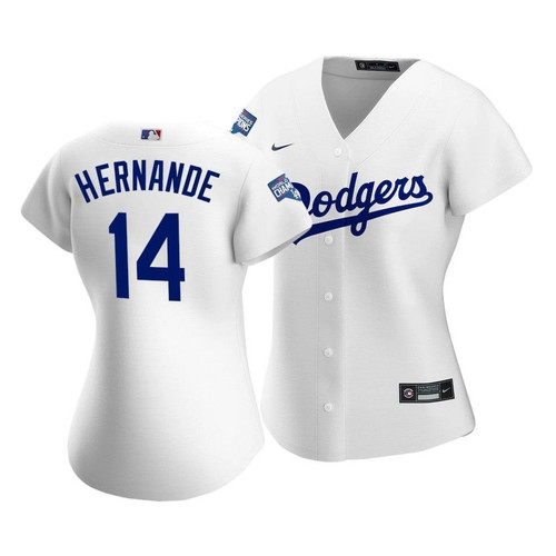 Dodgers Enrique Hernandez #14 2020 World Series Champions White Home Women's Replica Jersey