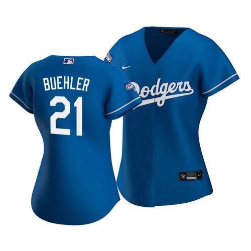 Dodgers Walker Buehler #21 2020 World Series Champions Royal Alternate Women's Replica Jersey