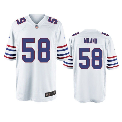 Buffalo Bills Matt Milano White Throwback Game- Men Jersey