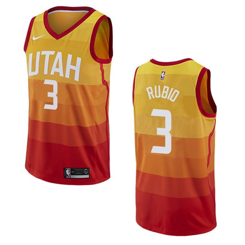2019-20 Men's Utah Jazz #3 Ricky Rubio City Swingman- Gold Jersey