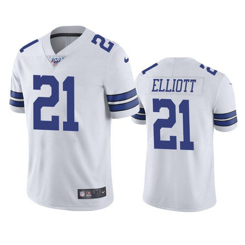 Dallas Cowboys Ezekiel Elliott White 100th Season Vapor Limited Jersey