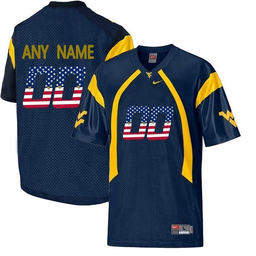 Men West Virginia Mountaineers Navy Blue Custom College Football Limited Jersey