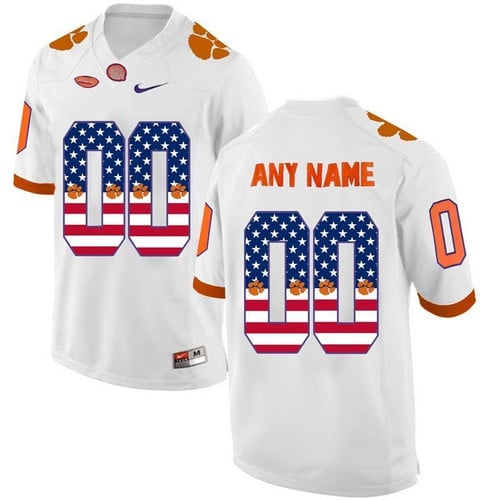Male Clemson Tigers White Custom College Football Limited Jersey