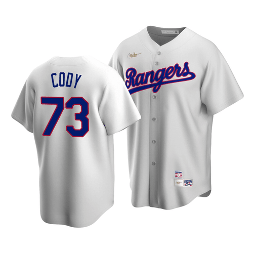Men's Texas Rangers Kyle Cody #73 Cooperstown Collection White Home Jersey , MLB Jersey