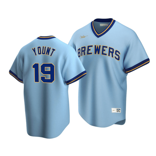 Men's Milwaukee Brewers Robin Yount #19 Cooperstown Collection Powder Blue Road Jersey , MLB Jersey