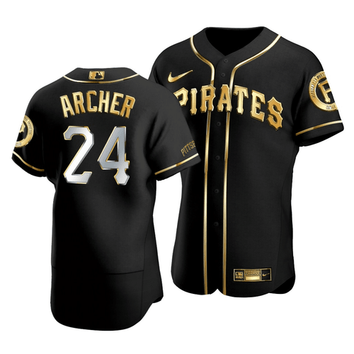 Men's Pittsburgh Pirates Chris Archer #24 Golden Edition Black  Jersey , MLB Jersey