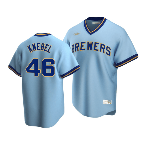 Men's Milwaukee Brewers Corey Knebel #46 Cooperstown Collection Powder Blue Road Jersey , MLB Jersey