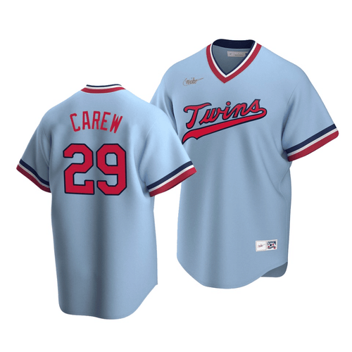 Men's Minnesota Twins Rod Carew #29 Cooperstown Collection Light Blue Road Jersey , MLB Jersey