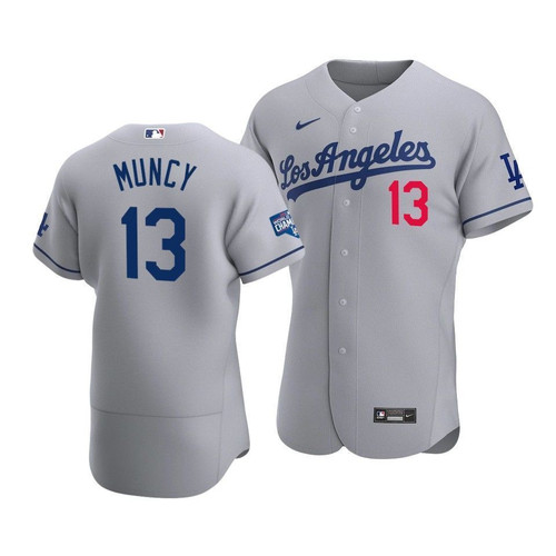 Men's Los Angeles Dodgers Max Muncy #13 2020 World Series Champions Road Jersey Gray , MLB Jersey