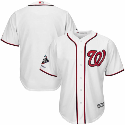 Washington Nationals Majestic 2019 World Series Champions Home Official Cool Base Bar Patch Jersey - White , MLB Jersey
