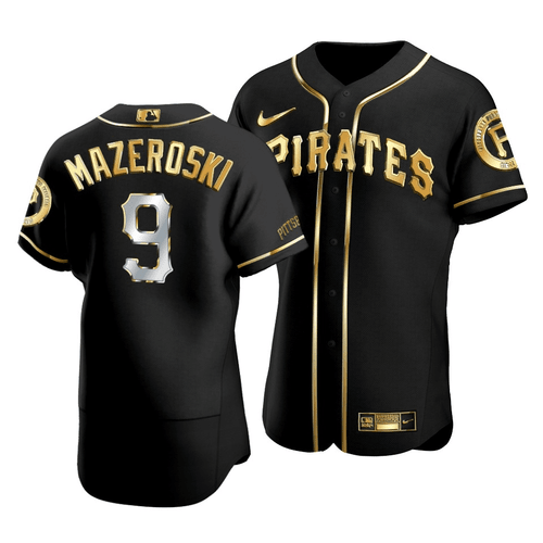 Men's Pittsburgh Pirates Bill Mazeroski #9 Golden Edition Black  Jersey , MLB Jersey
