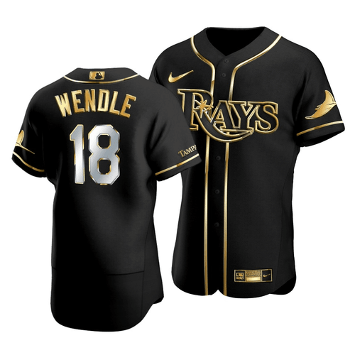 Men's Tampa Bay Rays Joey Wendle #18 Gold Edition Black  Jersey , MLB Jersey