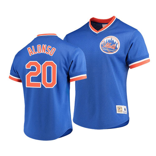 Men's New York Mets Pete Alonso #20 Cooperstown Collection Mesh V-Neck Jersey Royal , MLB Jersey