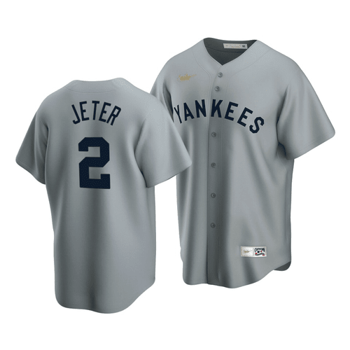 Men's New York Yankees Derek Jeter #2 Cooperstown Collection Gray Road Jersey , MLB Jersey
