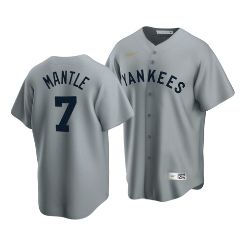 Men's New York Yankees Mickey Mantle #7 Cooperstown Collection Gray Road Jersey , MLB Jersey
