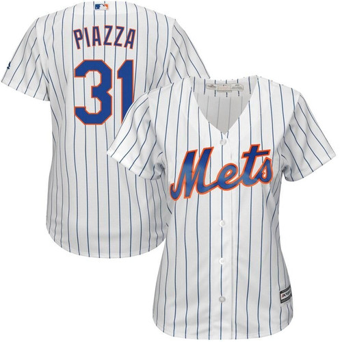 Mike Piazza New York Mets Majestic Women's Home Cool Base Player Jersey - White Royal , MLB Jersey